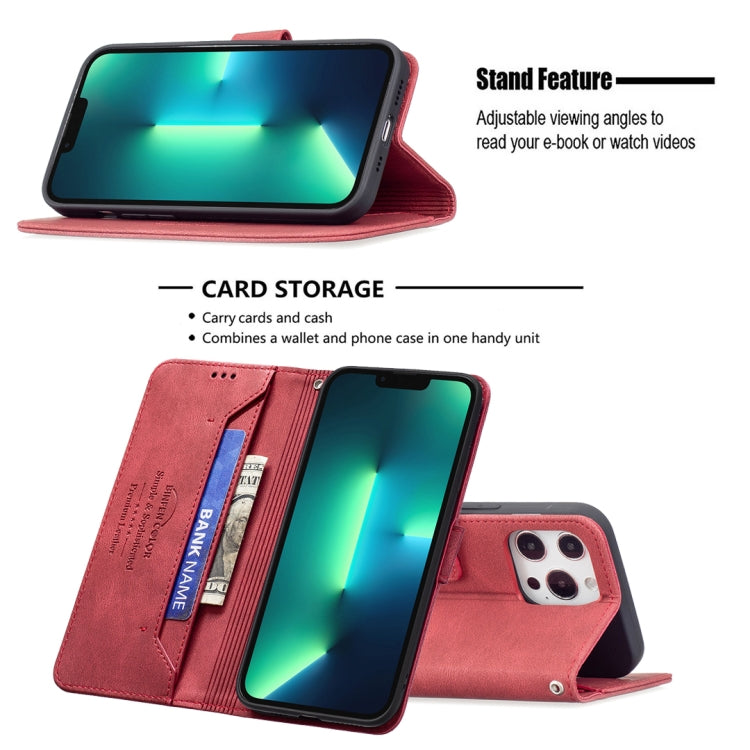 For iPhone 13 Pro Magnetic Clasp RFID Blocking Anti-Theft Leather Case with Holder & Card Slots & Wallet