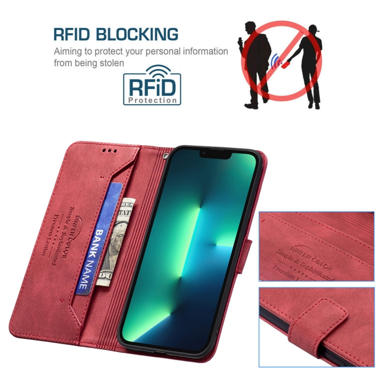 For iPhone 13 Pro Magnetic Clasp RFID Blocking Anti-Theft Leather Case with Holder & Card Slots & Wallet