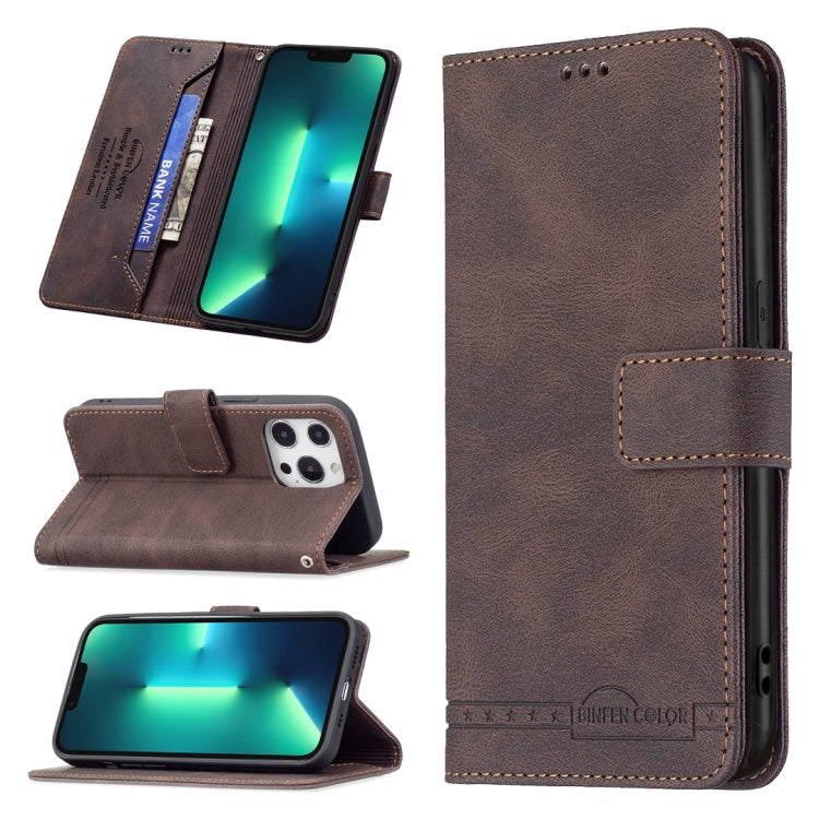 For iPhone 13 Pro Magnetic Clasp RFID Blocking Anti-Theft Leather Case with Holder & Card Slots & Wallet