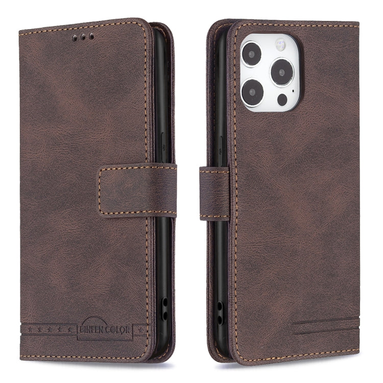 For iPhone 13 Pro Magnetic Clasp RFID Blocking Anti-Theft Leather Case with Holder & Card Slots & Wallet