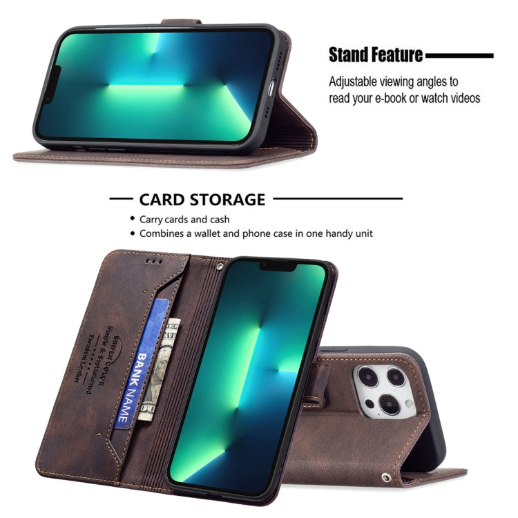 For iPhone 13 Pro Magnetic Clasp RFID Blocking Anti-Theft Leather Case with Holder & Card Slots & Wallet