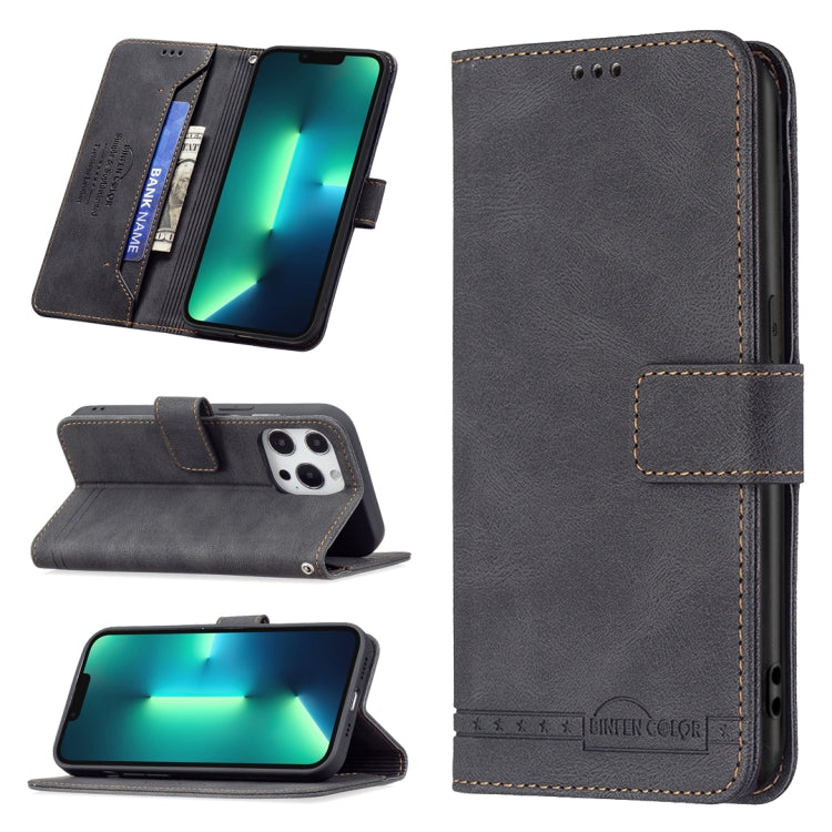 For iPhone 13 Pro Magnetic Clasp RFID Blocking Anti-Theft Leather Case with Holder & Card Slots & Wallet