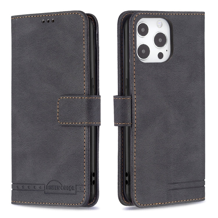 For iPhone 13 Pro Magnetic Clasp RFID Blocking Anti-Theft Leather Case with Holder & Card Slots & Wallet