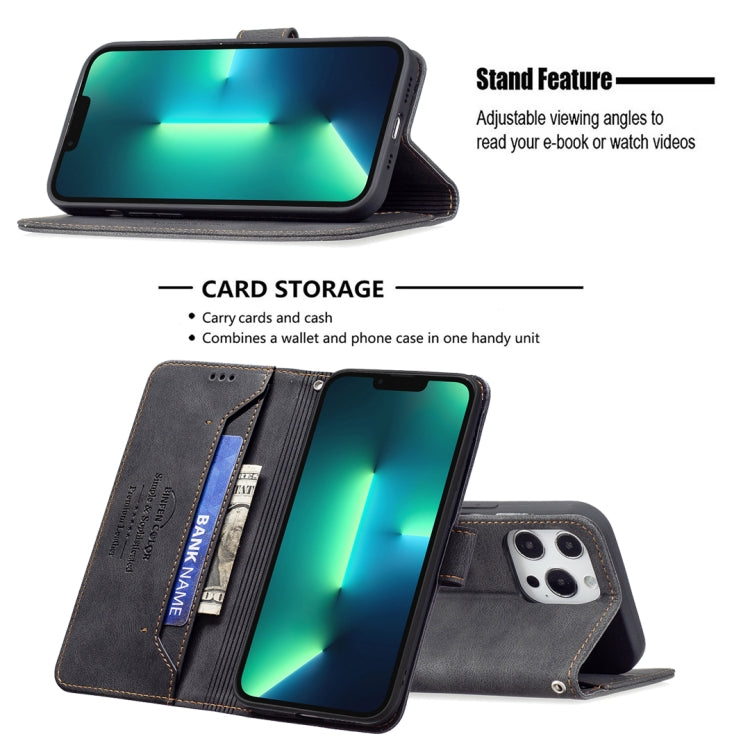 For iPhone 13 Pro Magnetic Clasp RFID Blocking Anti-Theft Leather Case with Holder & Card Slots & Wallet