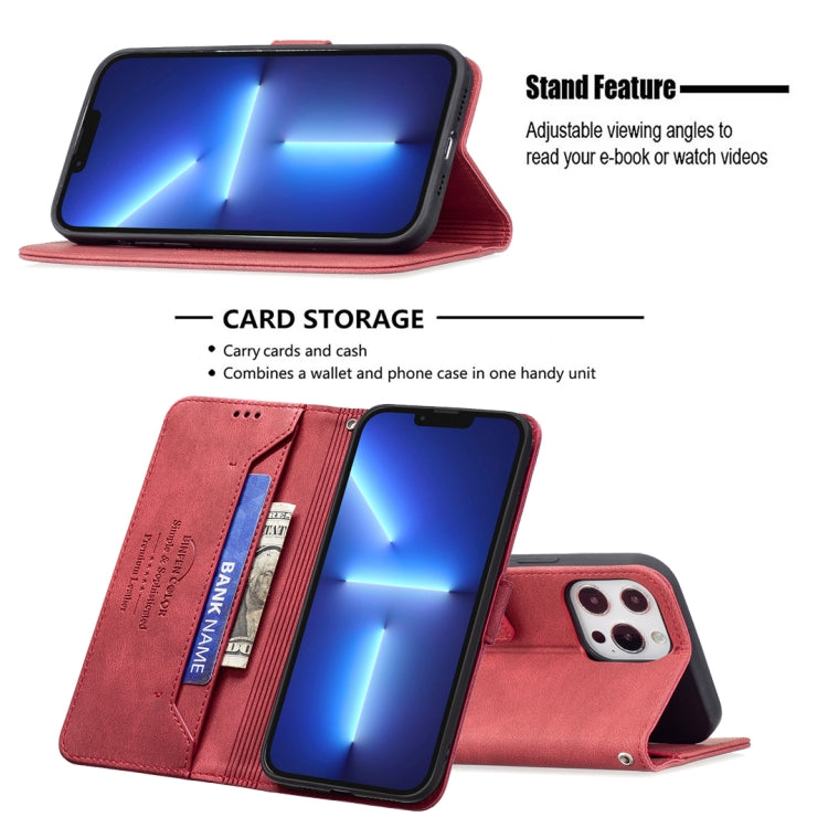 For iPhone 13 Pro Max Magnetic Clasp RFID Blocking Anti-Theft Leather Case with Holder & Card Slots & Wallet