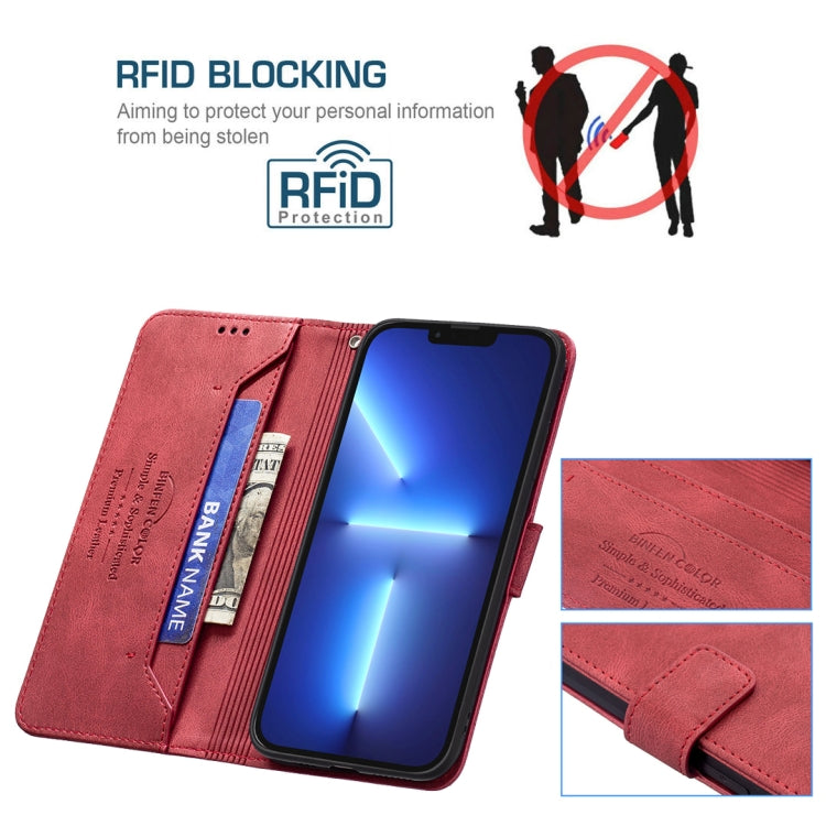 For iPhone 13 Pro Max Magnetic Clasp RFID Blocking Anti-Theft Leather Case with Holder & Card Slots & Wallet