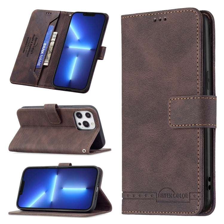 For iPhone 13 Pro Max Magnetic Clasp RFID Blocking Anti-Theft Leather Case with Holder & Card Slots & Wallet