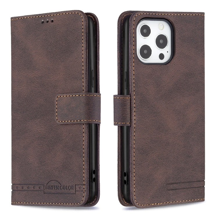 For iPhone 13 Pro Max Magnetic Clasp RFID Blocking Anti-Theft Leather Case with Holder & Card Slots & Wallet