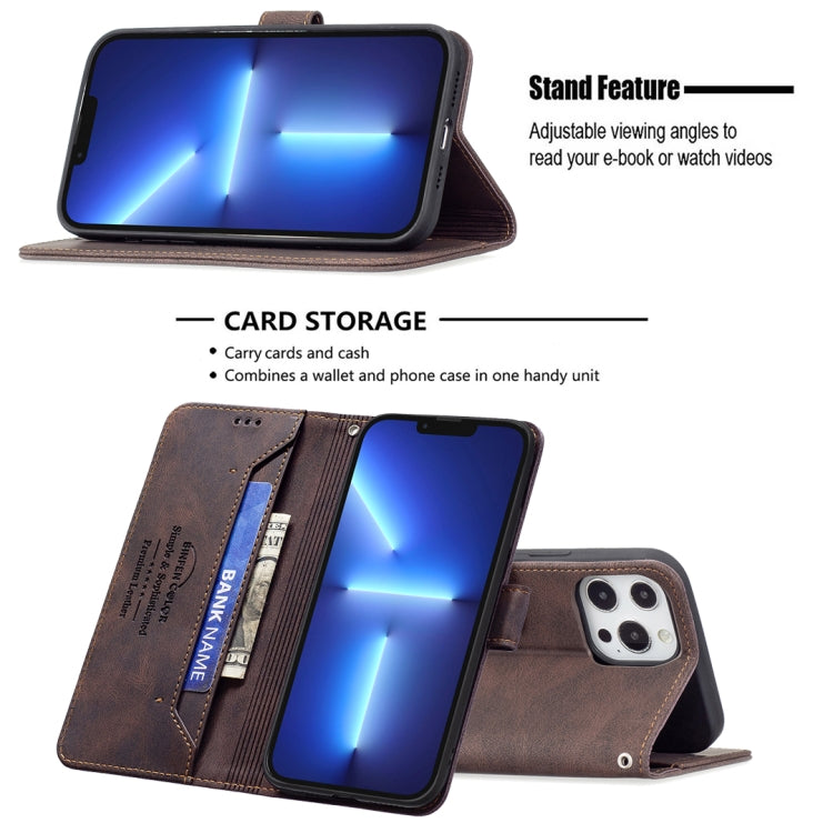 For iPhone 13 Pro Max Magnetic Clasp RFID Blocking Anti-Theft Leather Case with Holder & Card Slots & Wallet