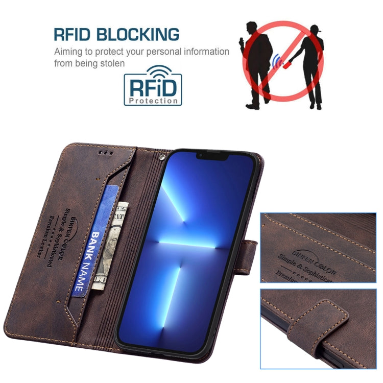 For iPhone 13 Pro Max Magnetic Clasp RFID Blocking Anti-Theft Leather Case with Holder & Card Slots & Wallet