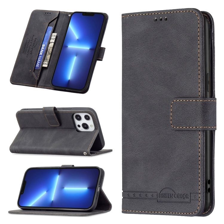 For iPhone 13 Pro Max Magnetic Clasp RFID Blocking Anti-Theft Leather Case with Holder & Card Slots & Wallet