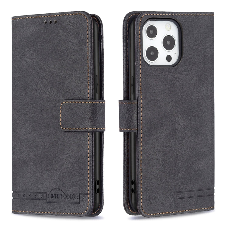 For iPhone 13 Pro Max Magnetic Clasp RFID Blocking Anti-Theft Leather Case with Holder & Card Slots & Wallet