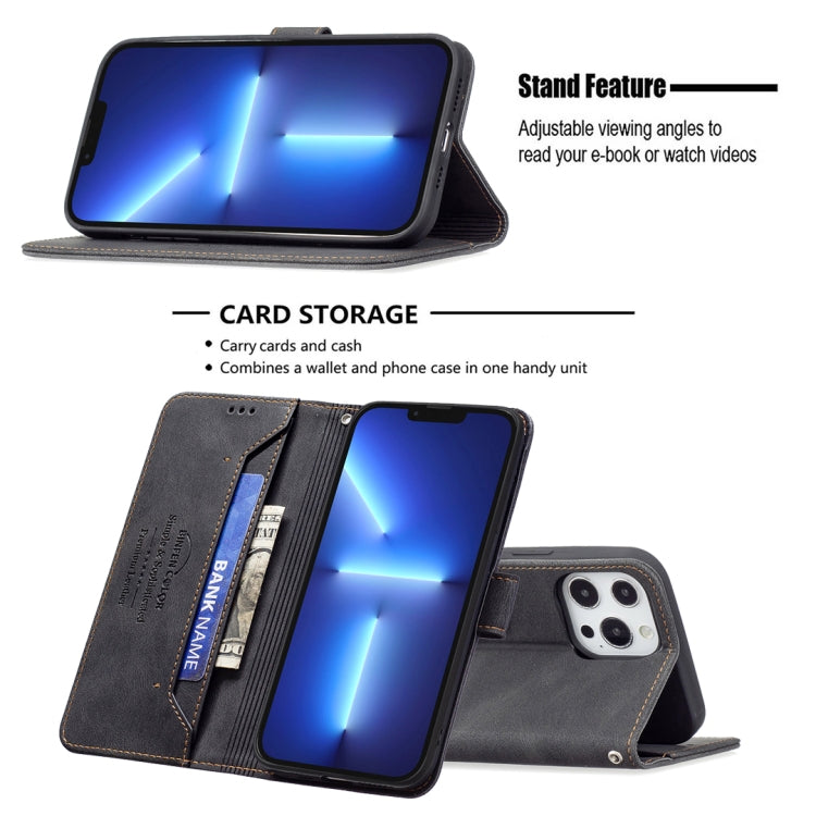 For iPhone 13 Pro Max Magnetic Clasp RFID Blocking Anti-Theft Leather Case with Holder & Card Slots & Wallet