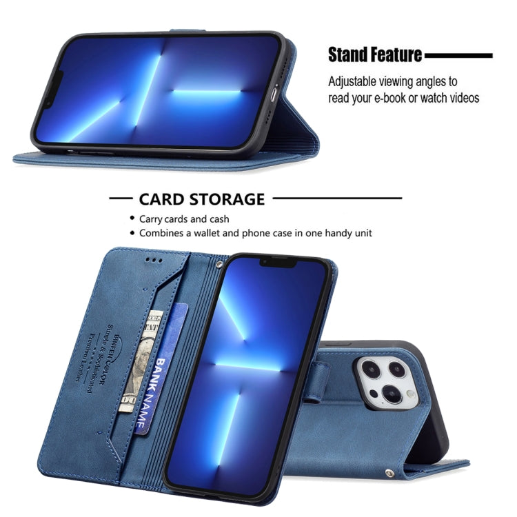 For iPhone 13 Pro Max Magnetic Clasp RFID Blocking Anti-Theft Leather Case with Holder & Card Slots & Wallet