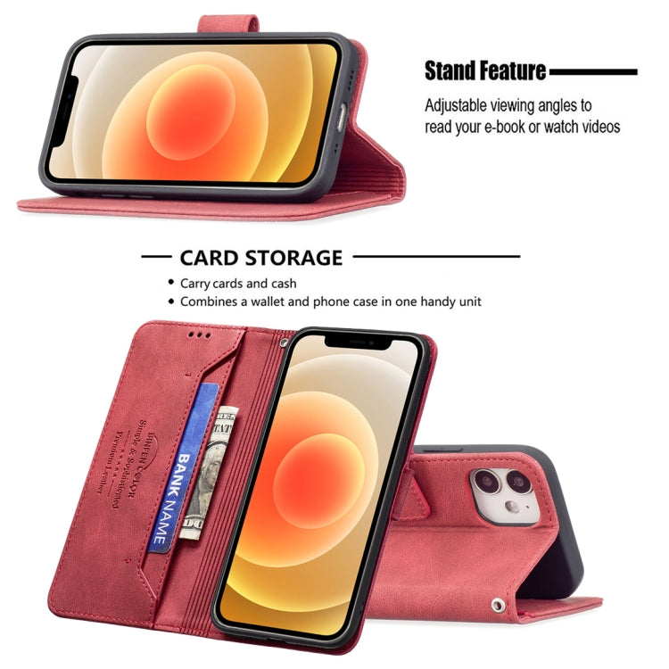 For iPhone 13 Magnetic Clasp RFID Blocking Anti-Theft Leather Case with Holder & Card Slots & Wallet For iPhone 12 mini