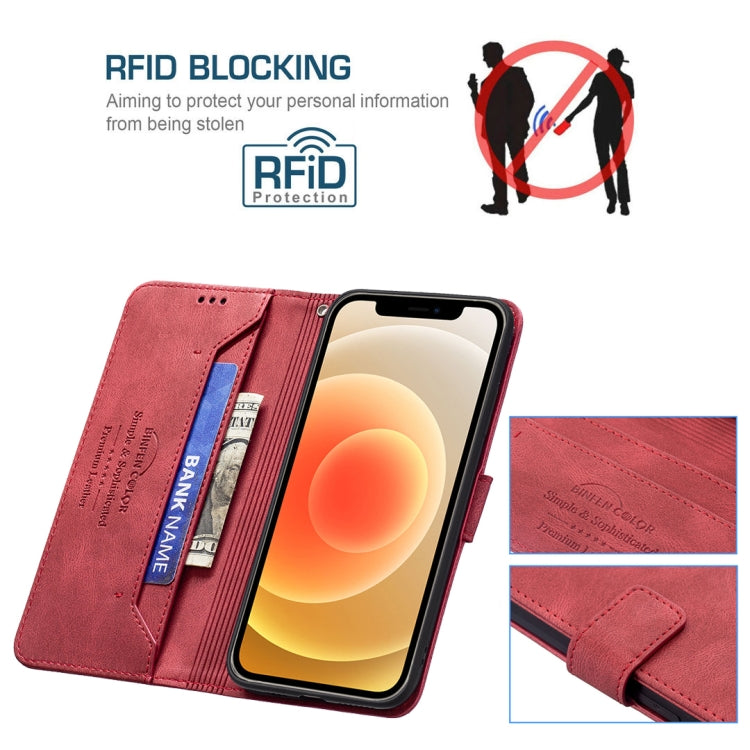 For iPhone 13 Magnetic Clasp RFID Blocking Anti-Theft Leather Case with Holder & Card Slots & Wallet For iPhone 12 mini
