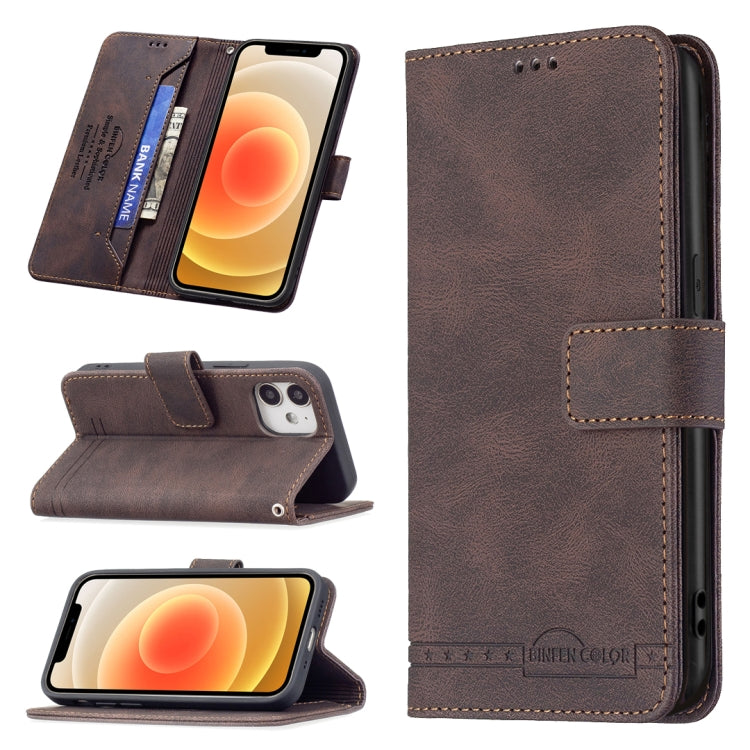 For iPhone 13 Magnetic Clasp RFID Blocking Anti-Theft Leather Case with Holder & Card Slots & Wallet For iPhone 12 mini