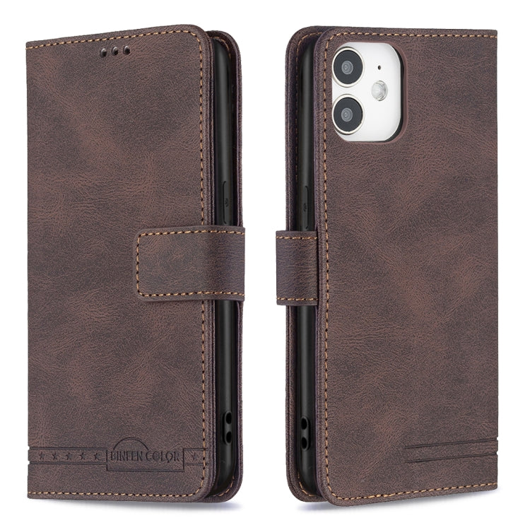 For iPhone 13 Magnetic Clasp RFID Blocking Anti-Theft Leather Case with Holder & Card Slots & Wallet For iPhone 12 mini