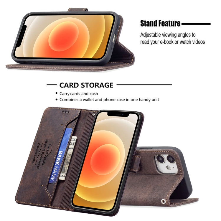 For iPhone 13 Magnetic Clasp RFID Blocking Anti-Theft Leather Case with Holder & Card Slots & Wallet For iPhone 12 mini