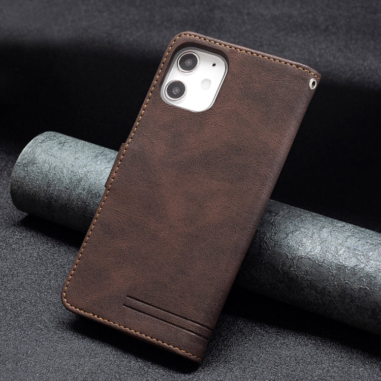 For iPhone 13 Magnetic Clasp RFID Blocking Anti-Theft Leather Case with Holder & Card Slots & Wallet For iPhone 12 mini