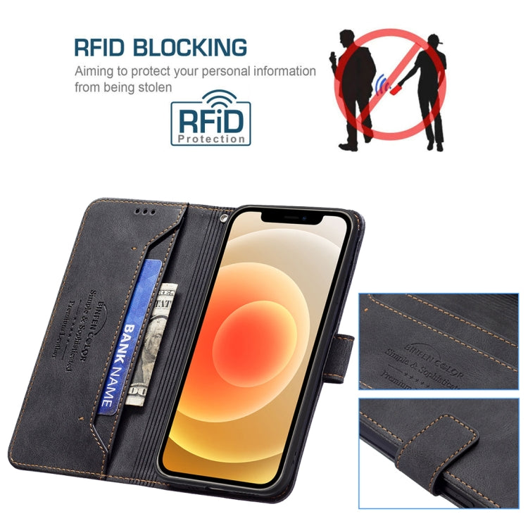 For iPhone 13 Magnetic Clasp RFID Blocking Anti-Theft Leather Case with Holder & Card Slots & Wallet For iPhone 12 mini