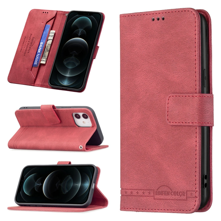 For iPhone 12 / 12 Pro Magnetic Clasp RFID Blocking Anti-Theft Leather Case with Holder & Card Slots & Wallet