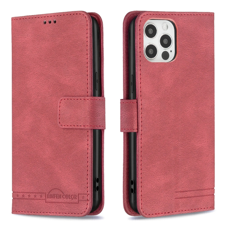 For iPhone 12 / 12 Pro Magnetic Clasp RFID Blocking Anti-Theft Leather Case with Holder & Card Slots & Wallet