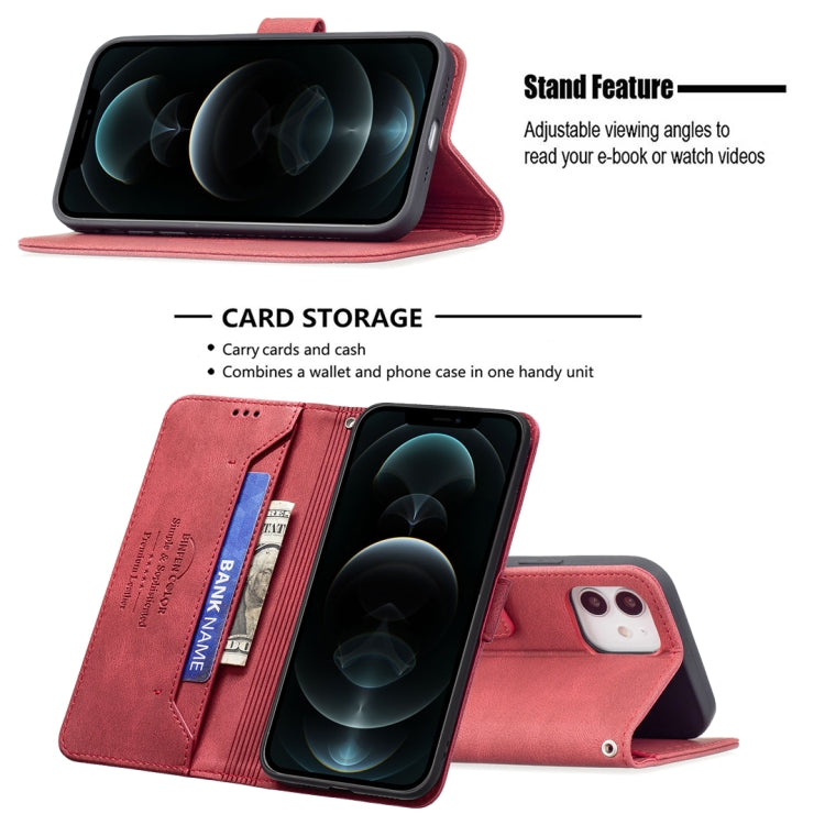 For iPhone 12 / 12 Pro Magnetic Clasp RFID Blocking Anti-Theft Leather Case with Holder & Card Slots & Wallet