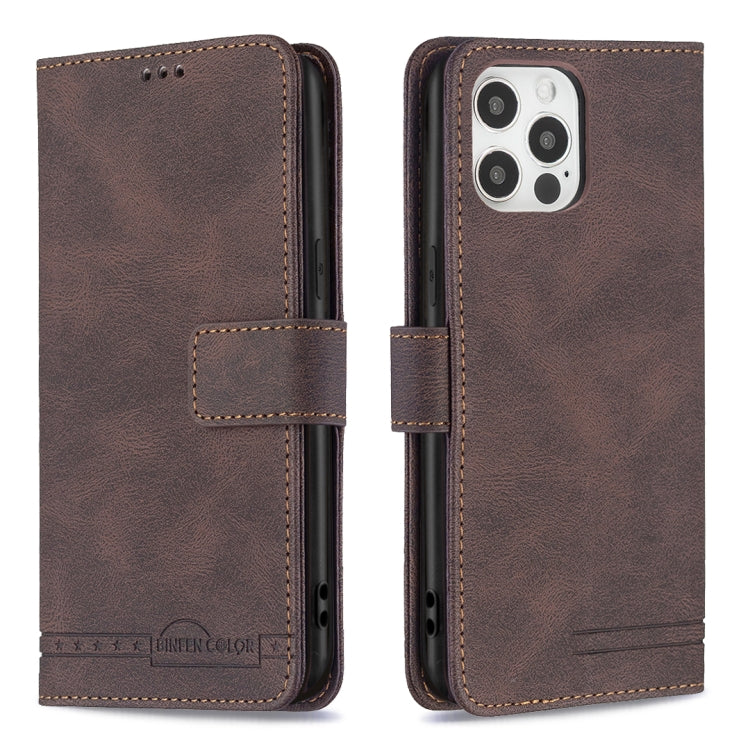 For iPhone 12 / 12 Pro Magnetic Clasp RFID Blocking Anti-Theft Leather Case with Holder & Card Slots & Wallet