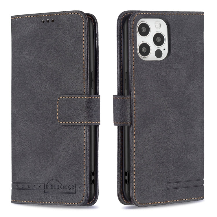 For iPhone 12 / 12 Pro Magnetic Clasp RFID Blocking Anti-Theft Leather Case with Holder & Card Slots & Wallet