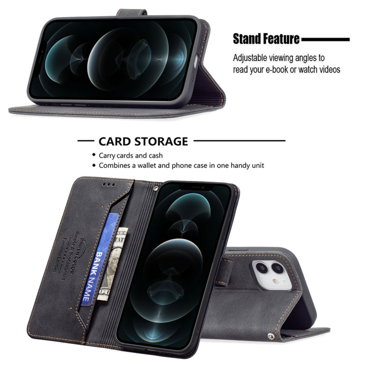 For iPhone 12 / 12 Pro Magnetic Clasp RFID Blocking Anti-Theft Leather Case with Holder & Card Slots & Wallet