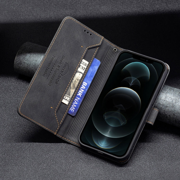 For iPhone 12 / 12 Pro Magnetic Clasp RFID Blocking Anti-Theft Leather Case with Holder & Card Slots & Wallet