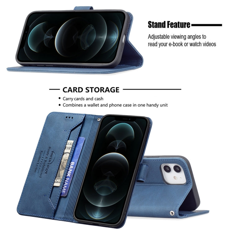 For iPhone 12 / 12 Pro Magnetic Clasp RFID Blocking Anti-Theft Leather Case with Holder & Card Slots & Wallet