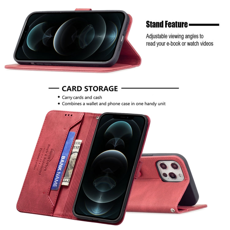 For iPhone 12 Pro Max Magnetic Clasp RFID Blocking Anti-Theft Leather Case with Holder & Card Slots & Wallet