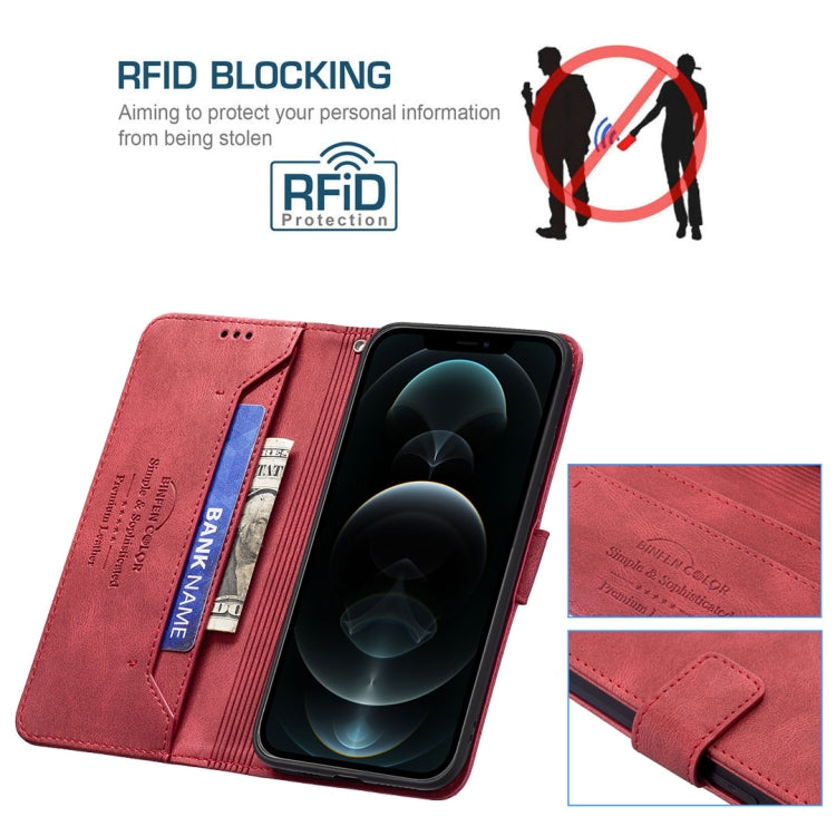 For iPhone 12 Pro Max Magnetic Clasp RFID Blocking Anti-Theft Leather Case with Holder & Card Slots & Wallet