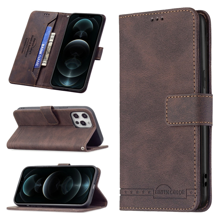 For iPhone 12 Pro Max Magnetic Clasp RFID Blocking Anti-Theft Leather Case with Holder & Card Slots & Wallet
