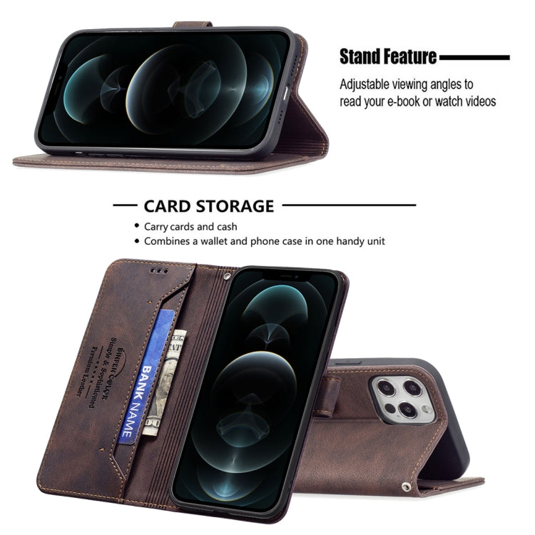 For iPhone 12 Pro Max Magnetic Clasp RFID Blocking Anti-Theft Leather Case with Holder & Card Slots & Wallet
