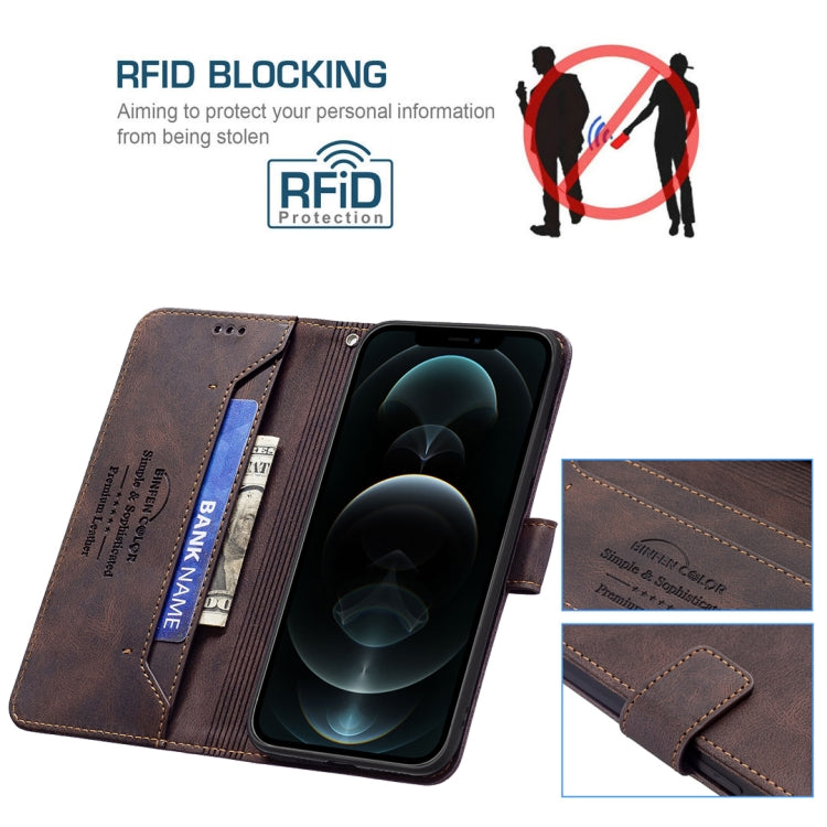For iPhone 12 Pro Max Magnetic Clasp RFID Blocking Anti-Theft Leather Case with Holder & Card Slots & Wallet