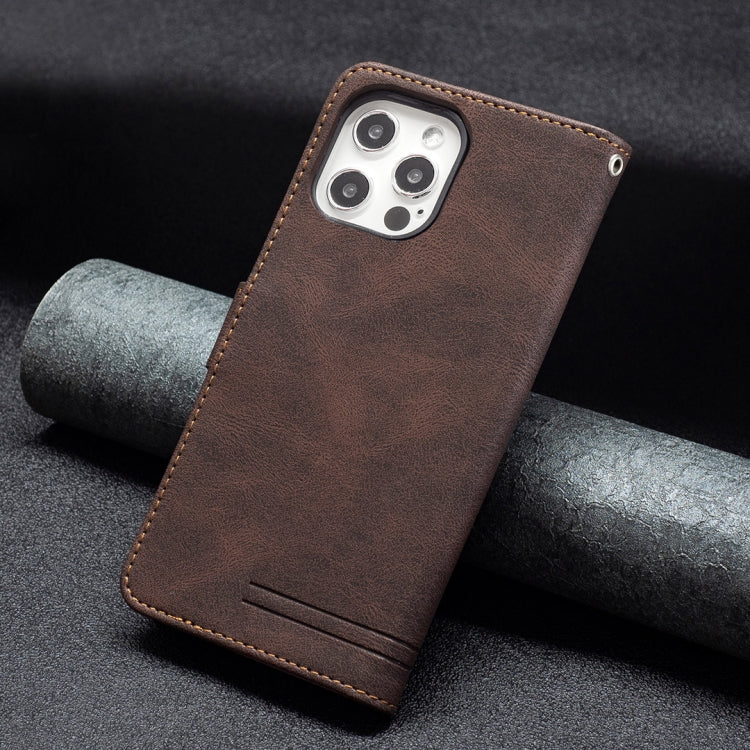 For iPhone 12 Pro Max Magnetic Clasp RFID Blocking Anti-Theft Leather Case with Holder & Card Slots & Wallet