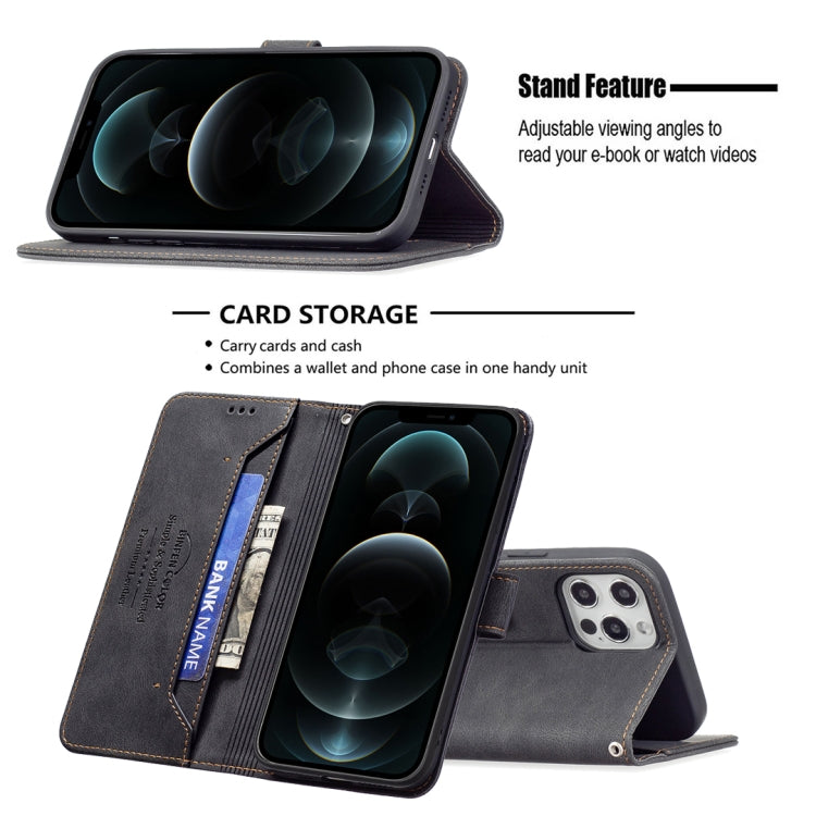 For iPhone 12 Pro Max Magnetic Clasp RFID Blocking Anti-Theft Leather Case with Holder & Card Slots & Wallet