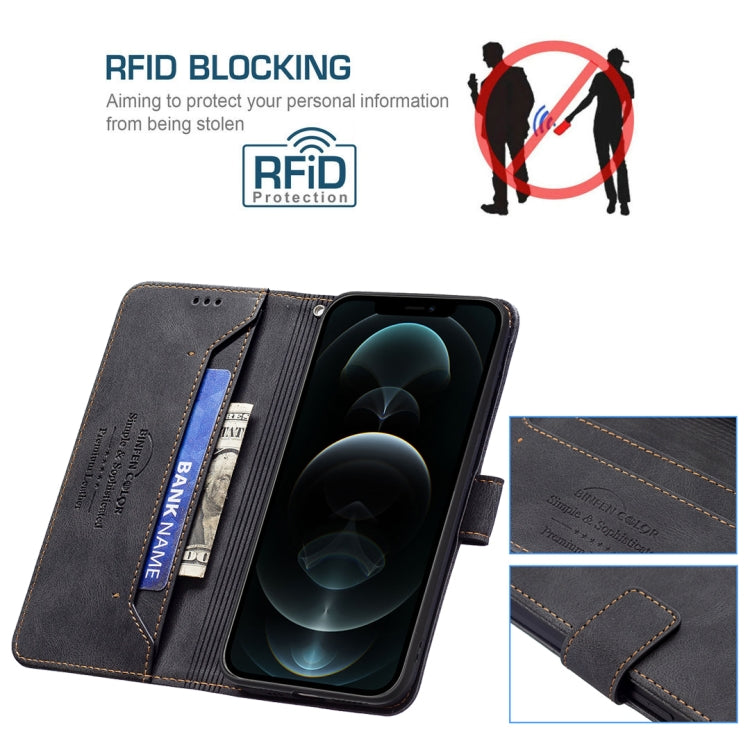 For iPhone 12 Pro Max Magnetic Clasp RFID Blocking Anti-Theft Leather Case with Holder & Card Slots & Wallet