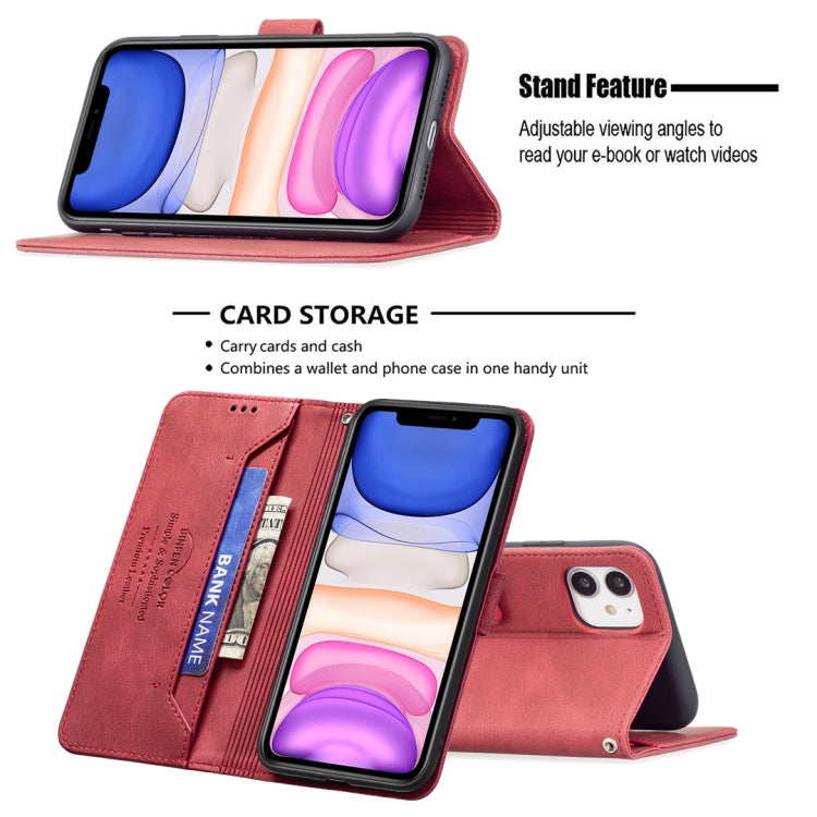 For iPhone 11 Magnetic Clasp RFID Blocking Anti-Theft Leather Case with Holder & Card Slots & Wallet
