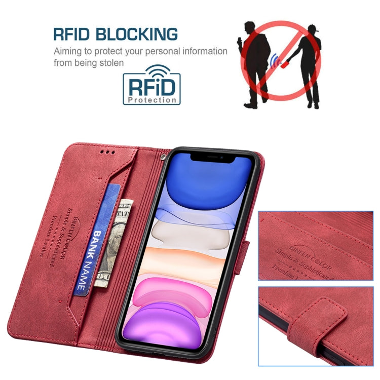 For iPhone 11 Magnetic Clasp RFID Blocking Anti-Theft Leather Case with Holder & Card Slots & Wallet
