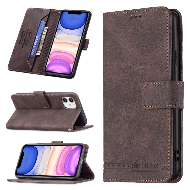 For iPhone 11 Magnetic Clasp RFID Blocking Anti-Theft Leather Case with Holder & Card Slots & Wallet