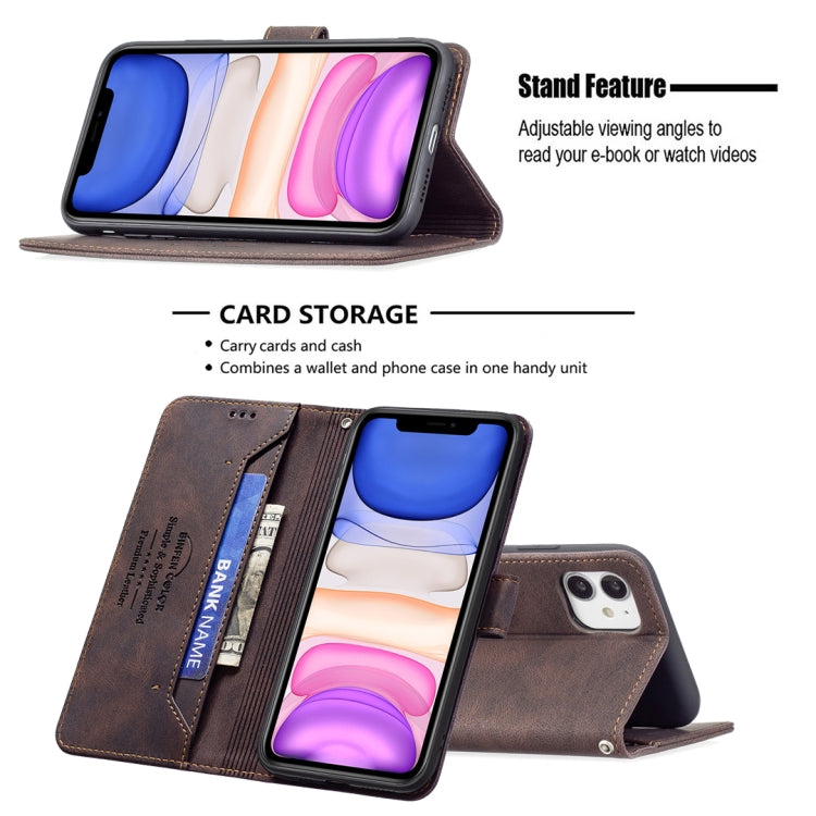 For iPhone 11 Magnetic Clasp RFID Blocking Anti-Theft Leather Case with Holder & Card Slots & Wallet