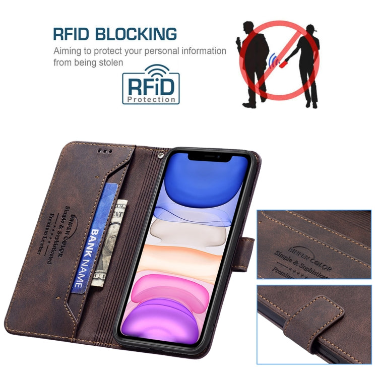 For iPhone 11 Magnetic Clasp RFID Blocking Anti-Theft Leather Case with Holder & Card Slots & Wallet