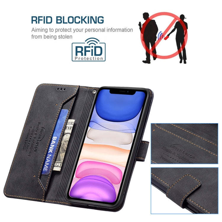 For iPhone 11 Magnetic Clasp RFID Blocking Anti-Theft Leather Case with Holder & Card Slots & Wallet
