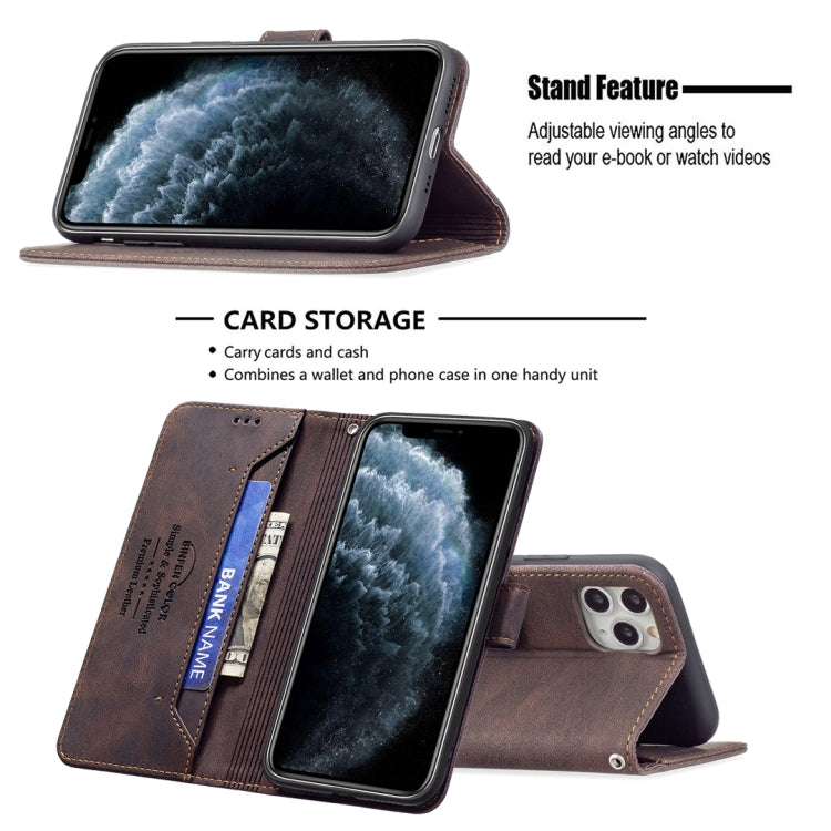 For iPhone 11 Pro Magnetic Clasp RFID Blocking Anti-Theft Leather Case with Holder & Card Slots & Wallet