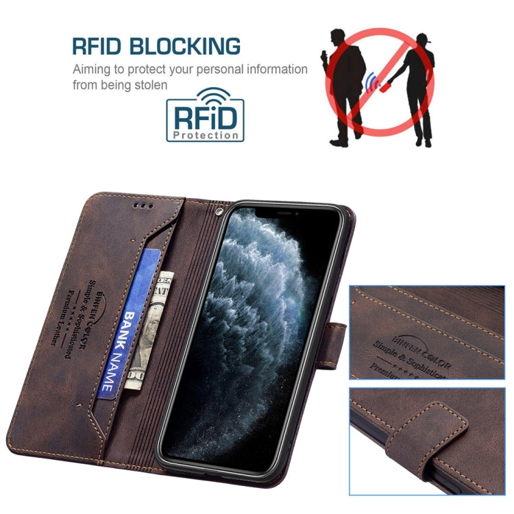 For iPhone 11 Pro Magnetic Clasp RFID Blocking Anti-Theft Leather Case with Holder & Card Slots & Wallet