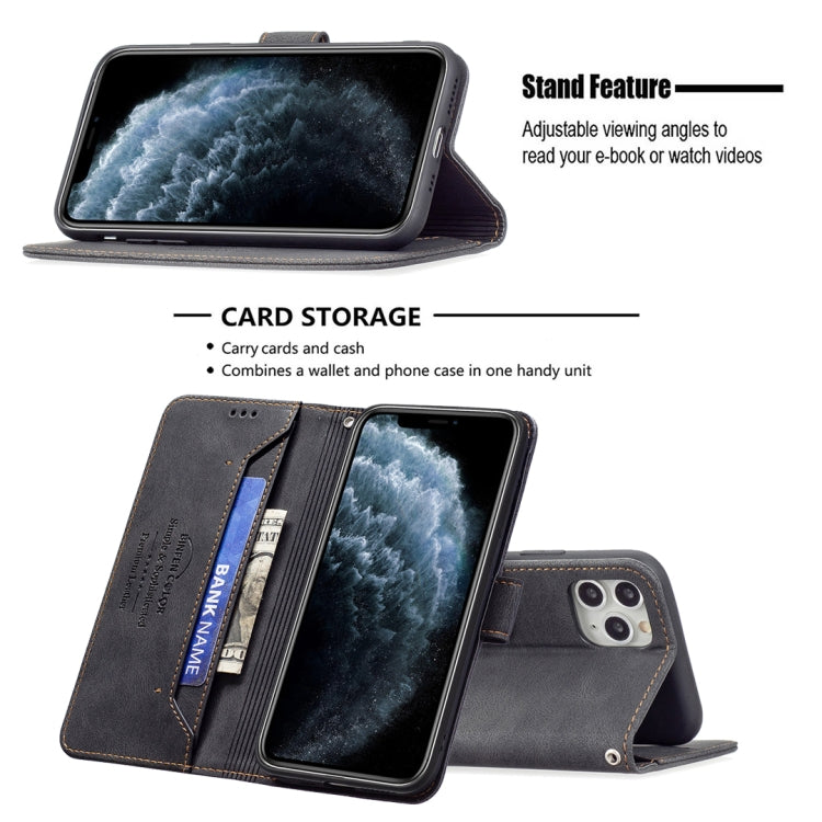 For iPhone 11 Pro Magnetic Clasp RFID Blocking Anti-Theft Leather Case with Holder & Card Slots & Wallet